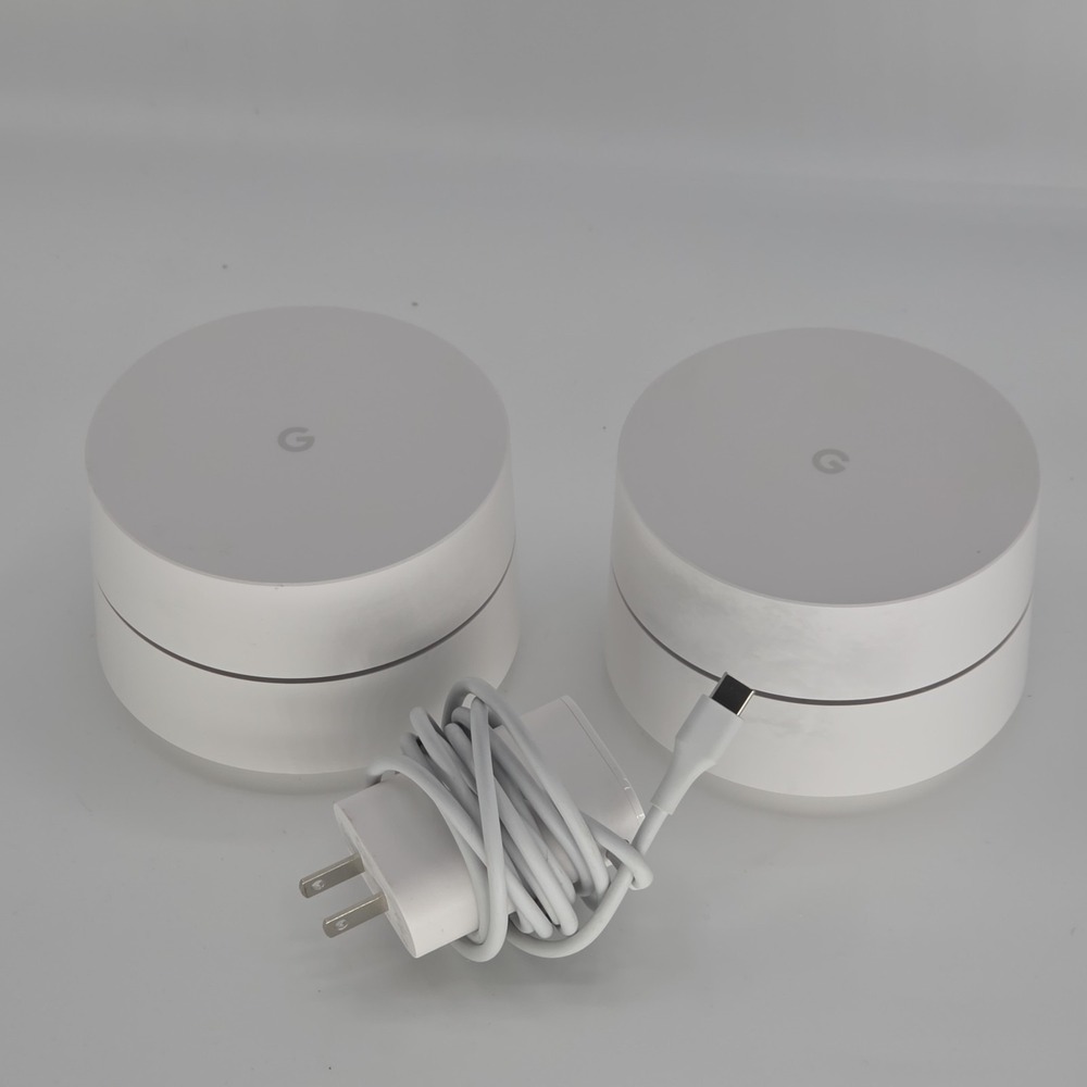 Google Wifi Router Model AC-1304 Lot of 2 Mesh Wi-Fi System Powers On As Is